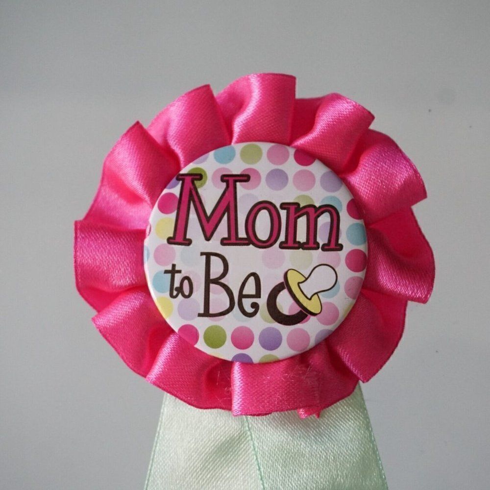 Mom To Be Badge Button Pin Baby Shower Ribbon